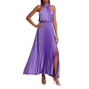 Ramy Brook Ariana Halter Neck Pleated Maxi Dress